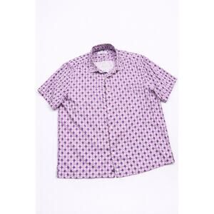 Tommy Bahama Silk Geometric Purple Short Sleeve Button-Up Shirt XXL